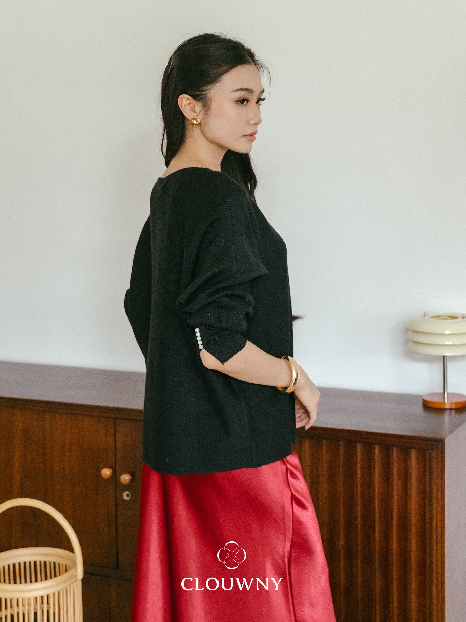 Arvi Glitter Batwing Top - Black